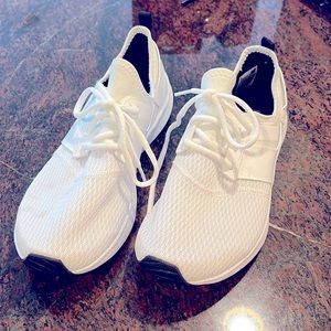 New Balance white slide on sneakers